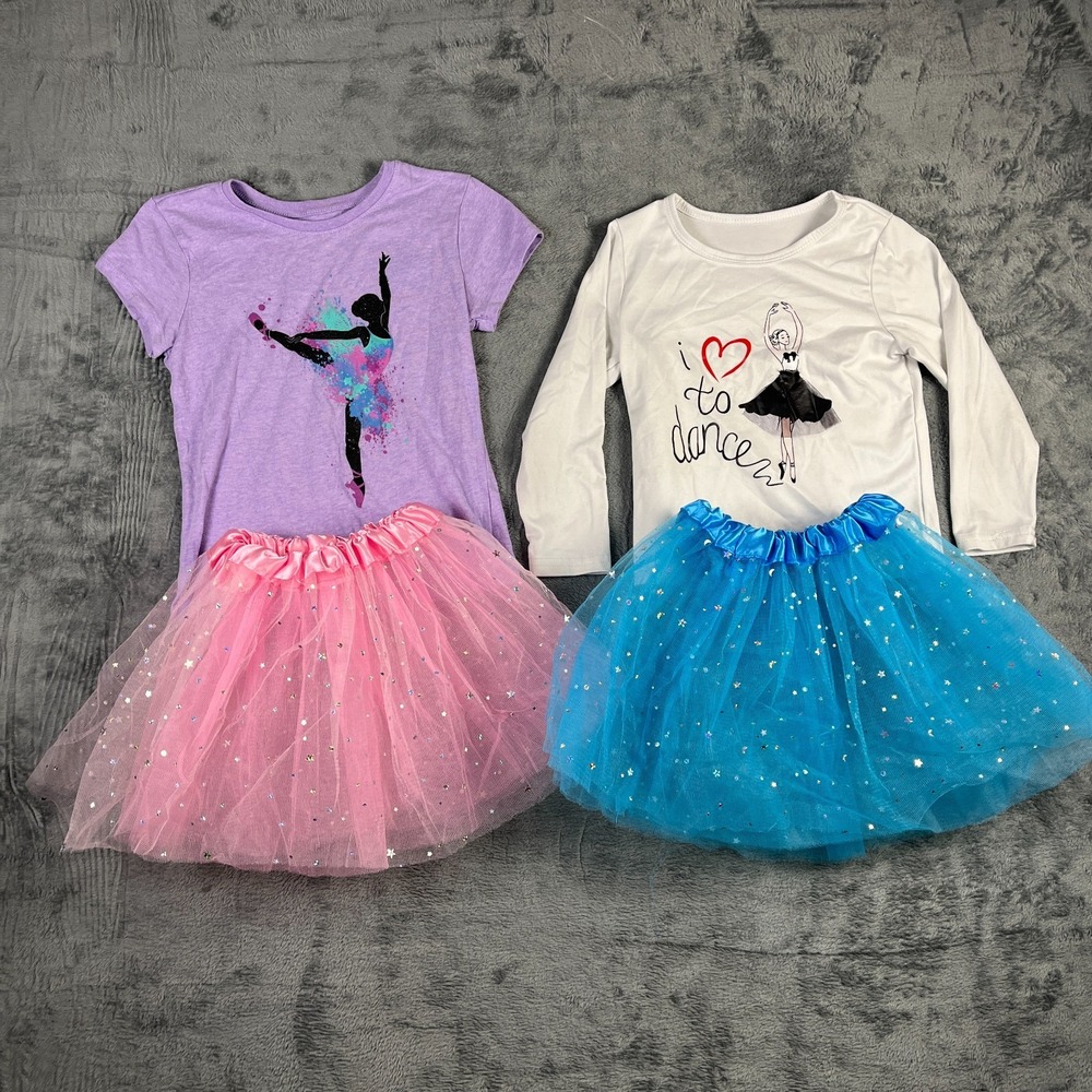 The Childrens Place Girls Top Tulle Tutu Skirt Set 4pc Lot Small Multicolor